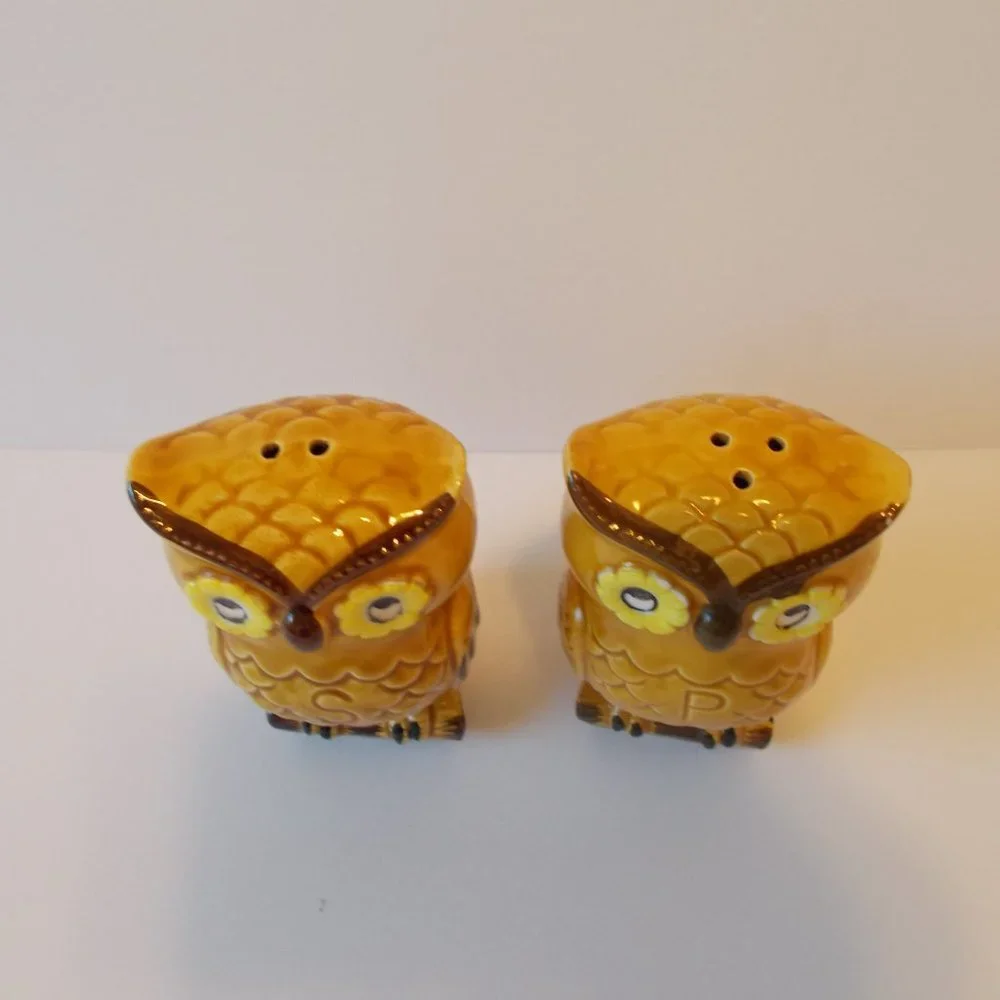 VTG Retro‎ Owl Ceramic Salt & Pepper Shakers Made in Japan